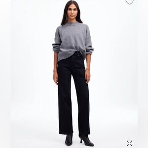 Madewell Petite Perfect Vintage Wide Leg Jean in Black Rinse Wash 33P